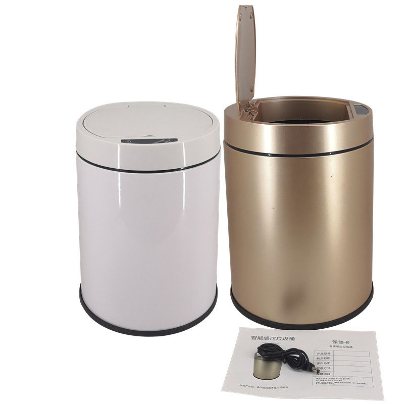 Stainless steel smart trash can with automatic sensing function for living room, office and home use. The kicking bucket can be used for gift storage with intelligent sensing pic 9