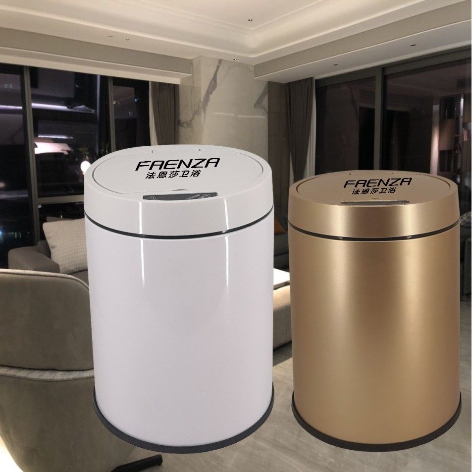 Stainless steel smart trash can with automatic sensing function for living room, office and home use. The kicking bucket can be used for gift storage with intelligent sensing pic 4