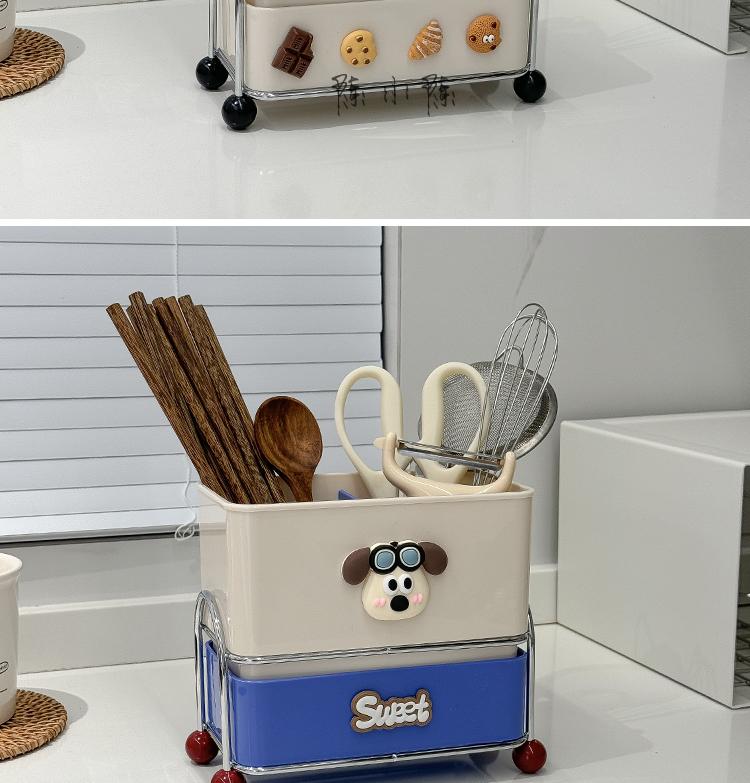 Chopstick storage box, household soup spoon storage, creative high appearance level countertop 筷笼 kitchen draining chopstick basket, chopstick holder pic 9