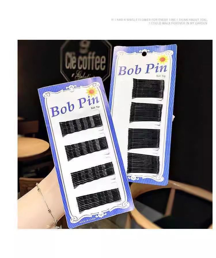 Blue card, black straight clip, steel clip, hair clip, no paint peeling, bangs clip, small hair clip, hair accessory, hair clip factory direct sales pic 3