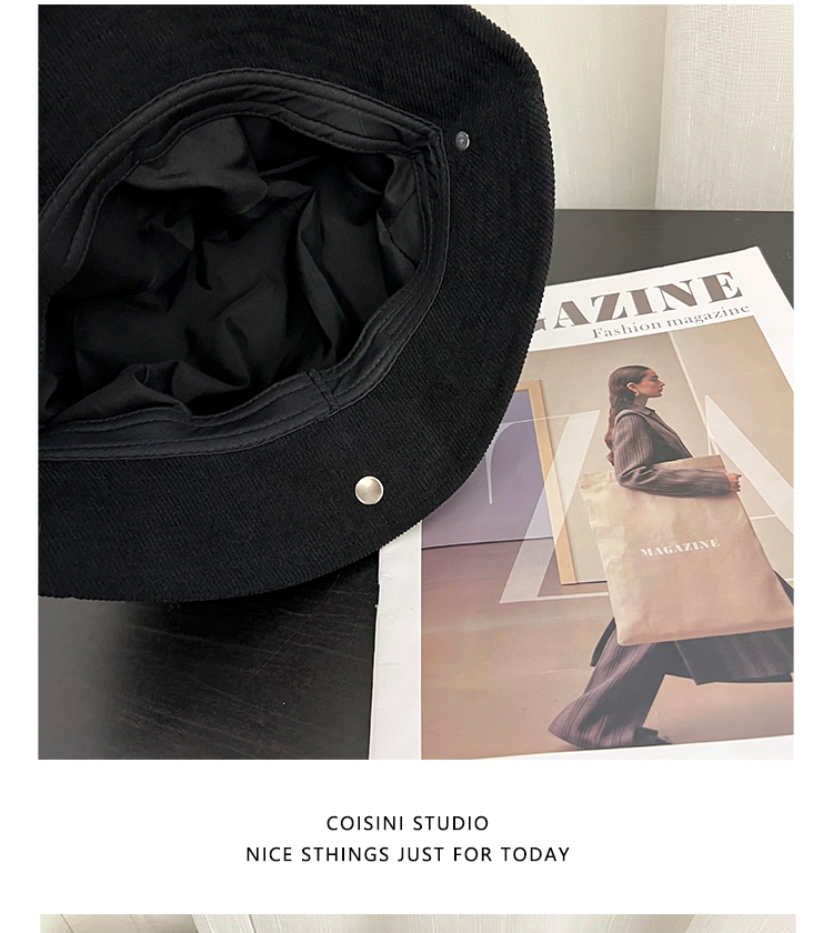 高品质灯芯绒渔夫帽子女秋冬季新款休闲百搭显脸小一帽多戴小礼帽详情45