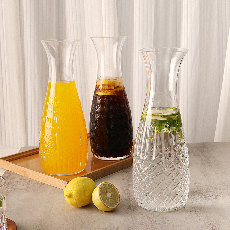 冷水壶玻璃ins玻璃冰桔瓶柠檬冰茶瓶果汁冰饮瓶冷饮瓶果汁杯扎壶