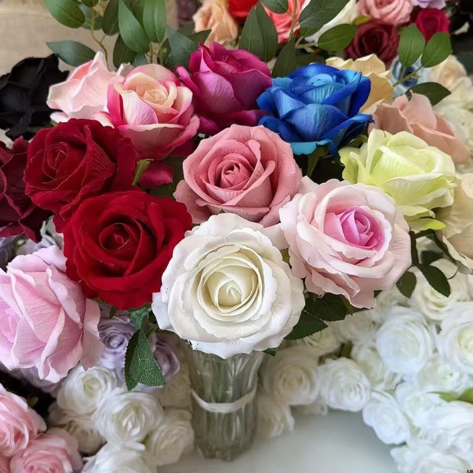 仿真花玫瑰花2025新品高档法兰绒玫瑰假花客厅婚礼装饰插花花艺详情图5