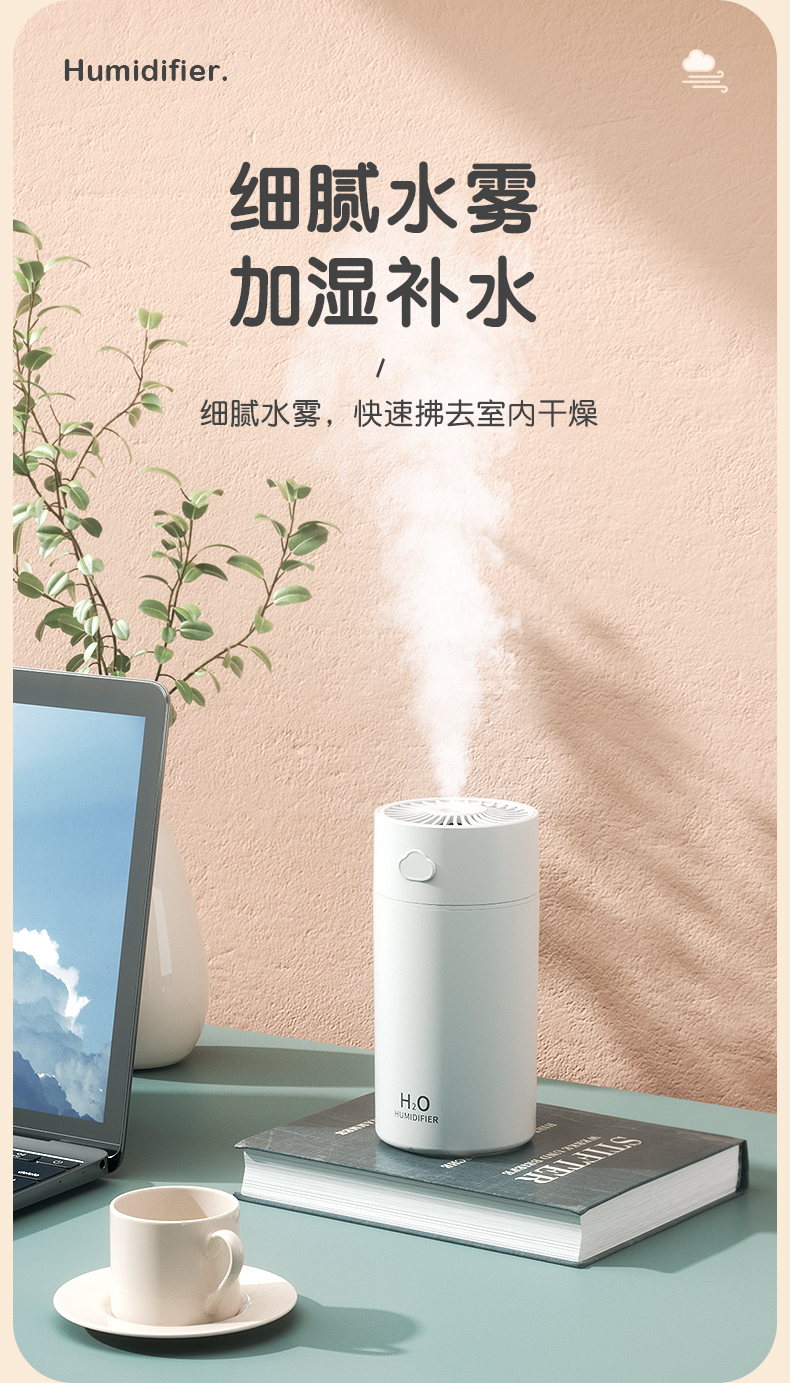 新款云朵加湿器USB家用车载迷你补水大容量400ML香薰机加湿器礼品详情19