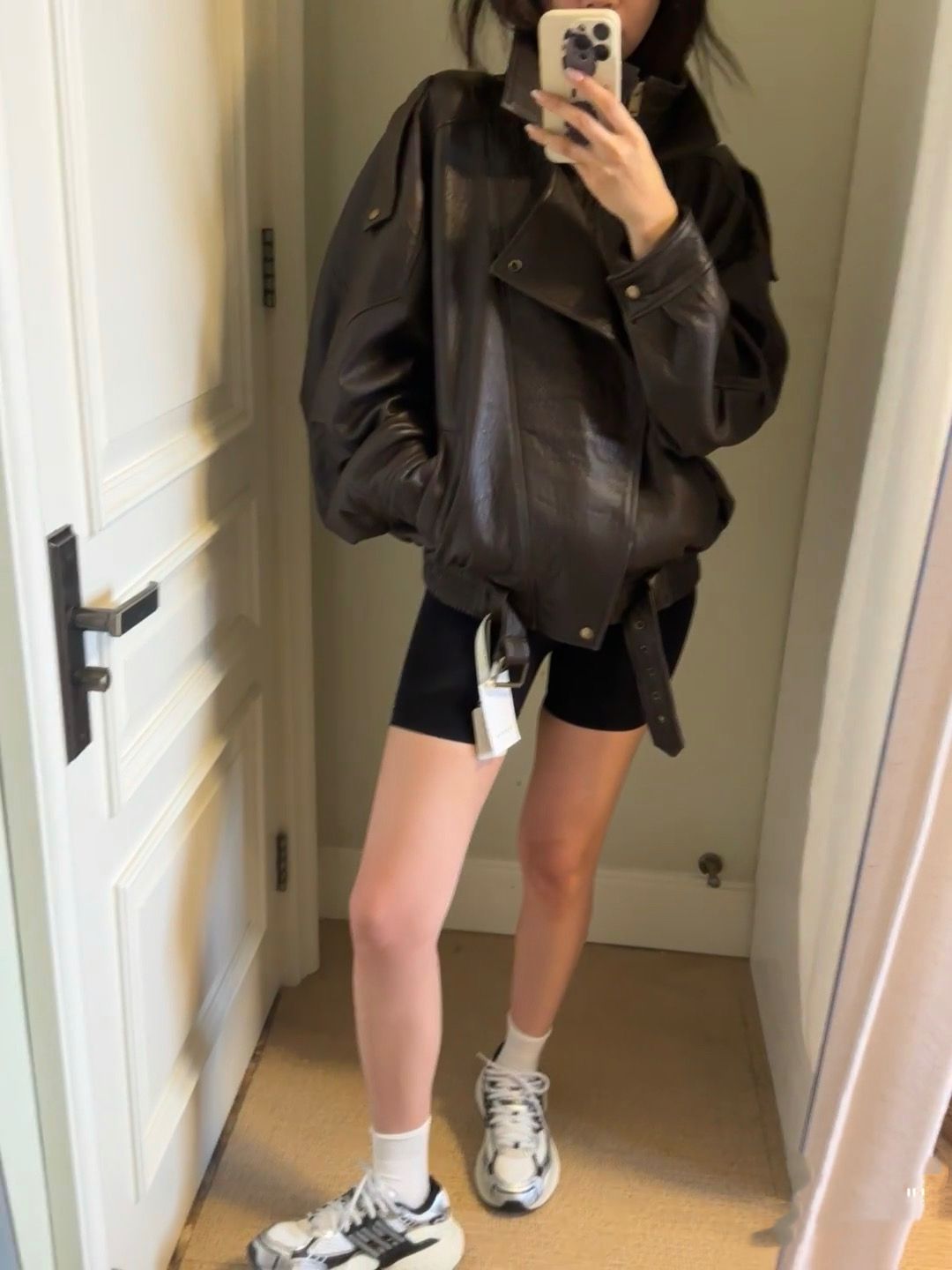 美式复古重工pu皮衣外套女秋季甜酷辣妹oversize高级感机车夹克详情10