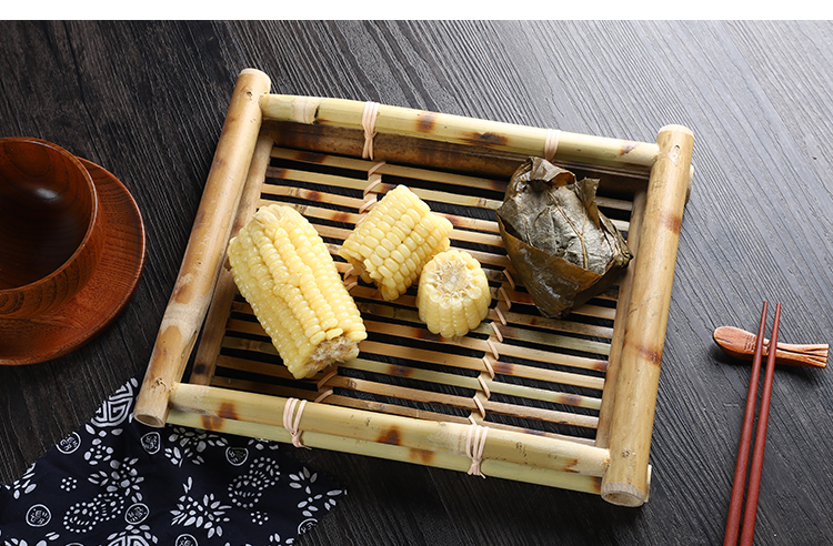 箐楷竹制复古茶托竹编果盘桌面点心盘竹篮竹盘筐方形中国风茶几摆国潮详情10