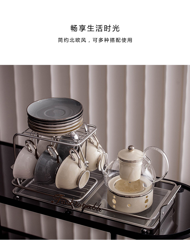 6S Light Luxury heat-resistant glass Flower teapot, herbal tea set, Fruit Teapot set, afternoon tea teapot, tea cups, household items pic 6