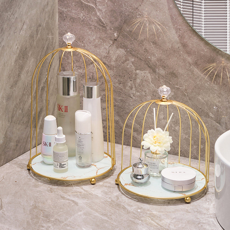 Nordic iron birdcage jewelry storage rack, girls' dormitory dressing table, makeup and skin care products, double-layer wedding shoe rack details Picture