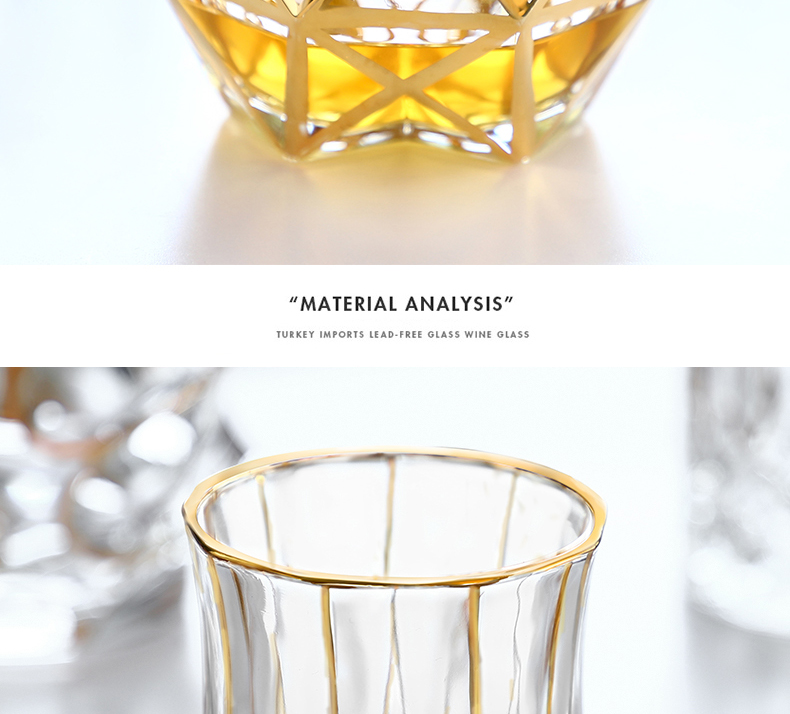 水晶玻璃描金威士忌杯洋酒杯金箔白酒杯烈酒杯家用水杯果汁杯茶杯详情2
