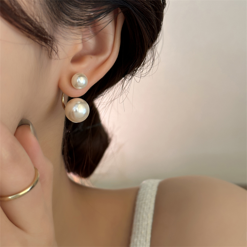 S925银针珍珠耳环女2025新款爆款气质耳钉小众设计感高级两戴耳饰