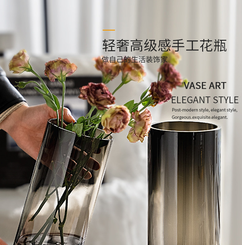 Factory direct sales of glass vases, modern and simple home decorations, vases for living rooms, bedrooms, hotels and model rooms pic 2