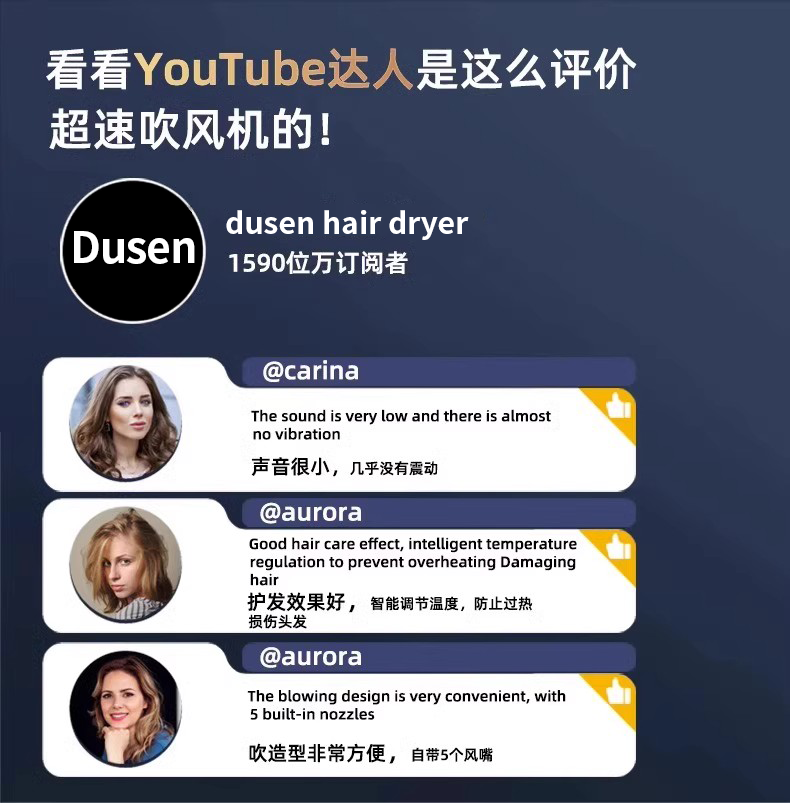 高速吹风机家用负离子护发速干风筒不伤发恒温静音华强北点吹风筒详情3