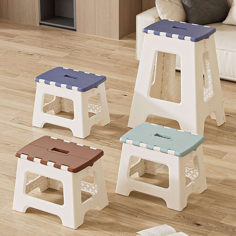 Foldable stool, bathroom stool, sturdy and durable, outdoor portable stool, low stool, space-saving, dining chair, thickened plastic chair details Picture