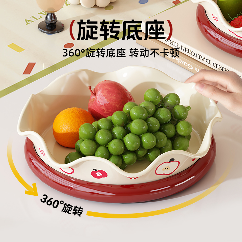 The fruit plate living room coffee table is a high-end, exquisite, high-appearance, artistic, light luxury and simple double-layer ceramic snack storage details Picture