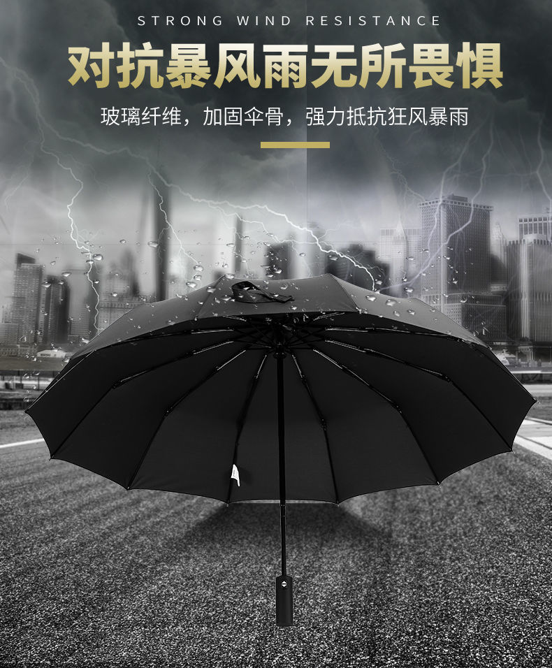 12骨自动雨伞男折叠大号双人太阳伞防紫外线黑胶防晒遮阳伞晴雨伞详情6