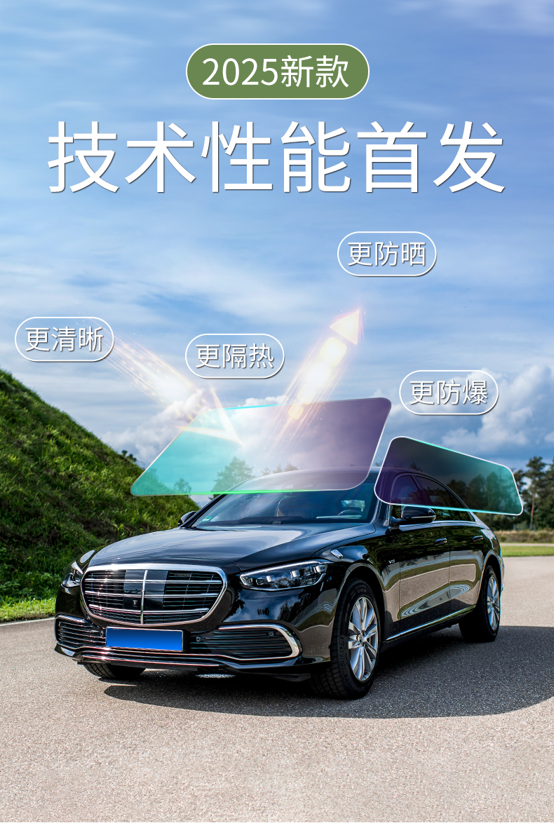 汽车贴膜车窗贴膜太阳膜前挡风玻璃防晒隔热膜防爆膜隐私膜全车膜详情8