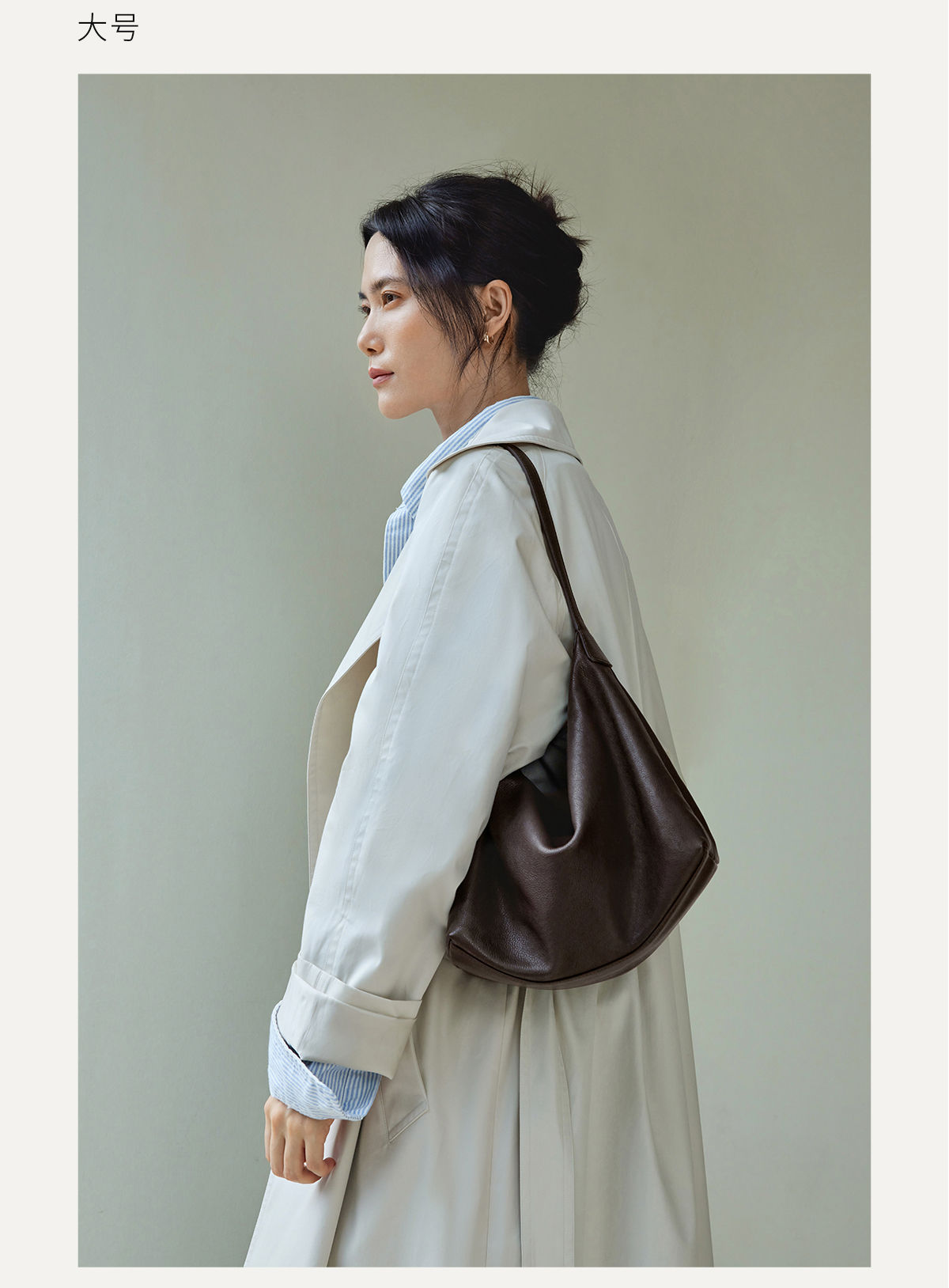 裘真植鞣牛皮腋下经典hobo包百搭休闲单肩斜挎通勤包真皮饺子包女详情16