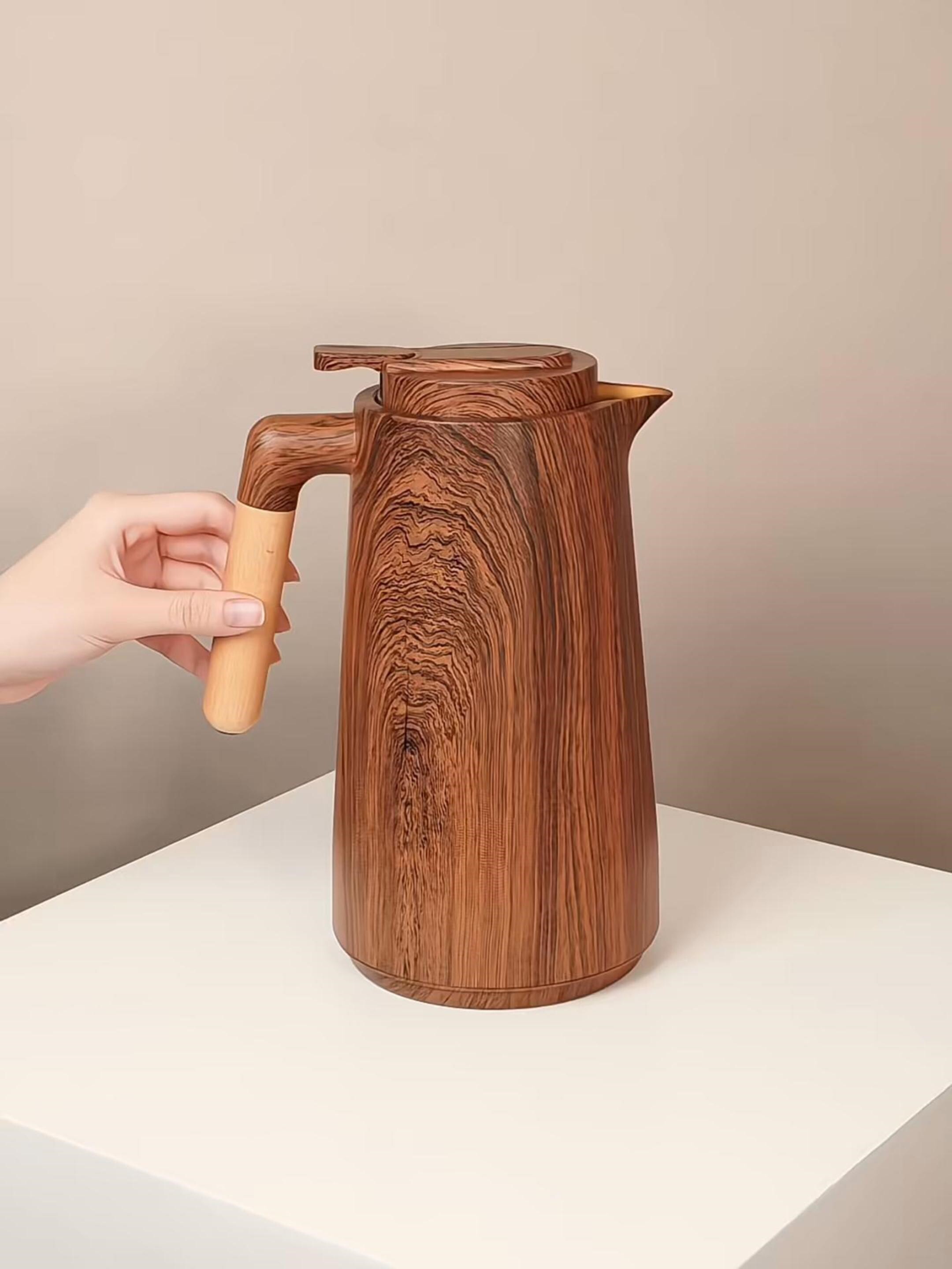 原木风轻奢保温壶家用玻璃内胆暖壶简约大容量热水壶办公保温水壶