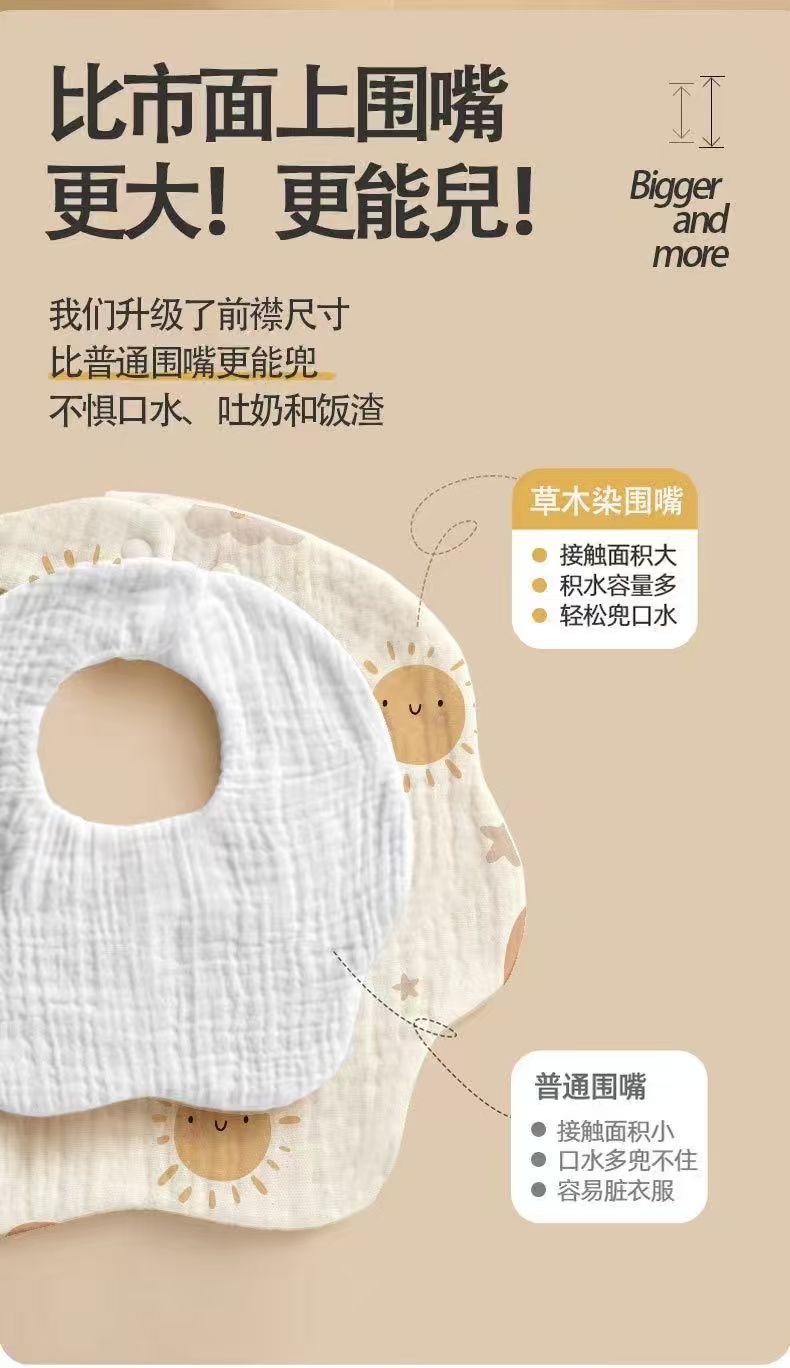 纯棉a类围嘴婴儿可爱口水巾男女新生儿宝宝儿童吸水全棉纱布围兜详情2