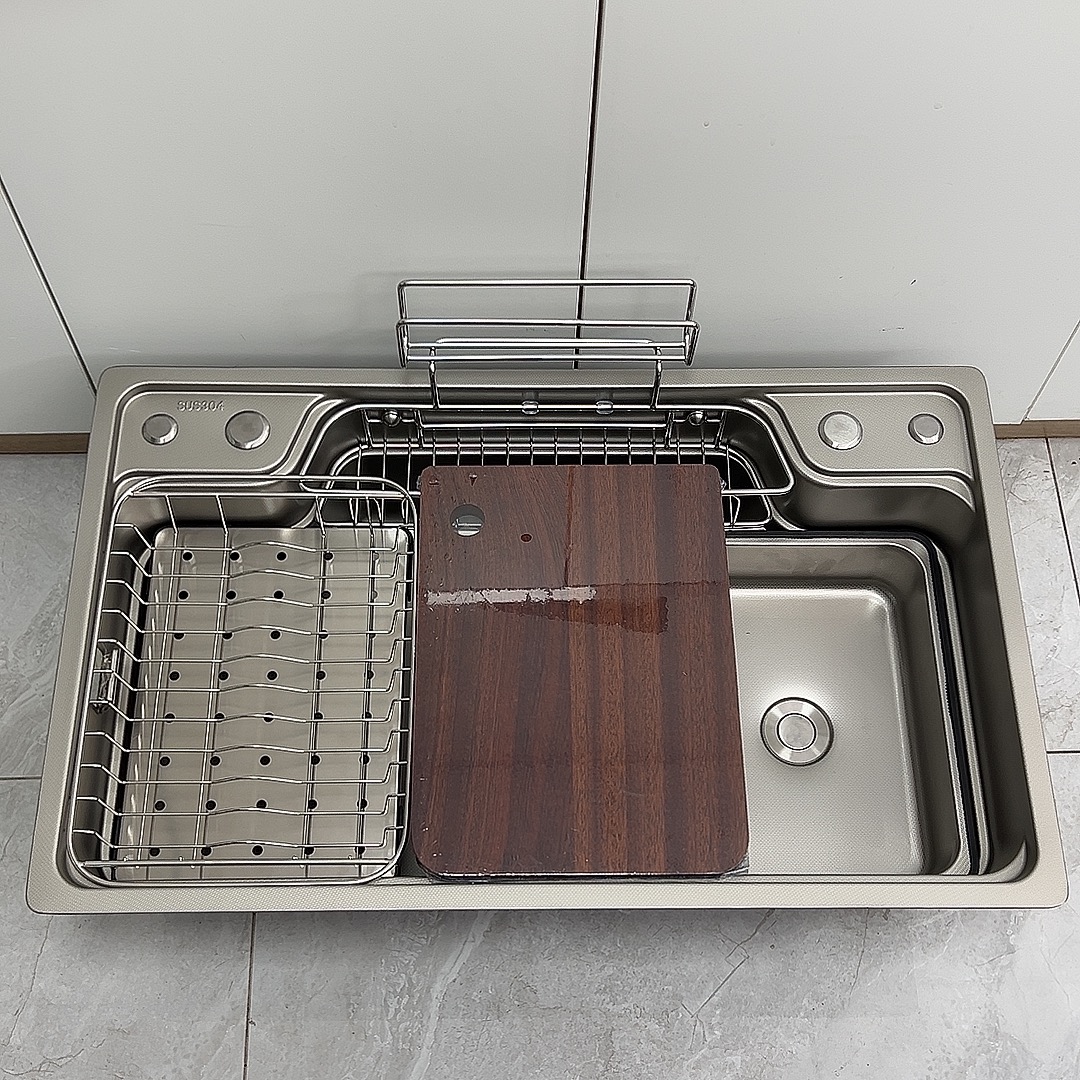 Thickened 4.0mm Japanese-style flat 304 stainless steel sink, 3D rice grain embossed kitchen sink, large single sink under the countertop Specification drawing