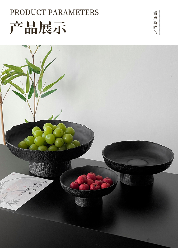 冰露高脚果盘水晶玻璃高颜值锤纹盘子高颜值餐盘水果盘点心盘摆件详情11