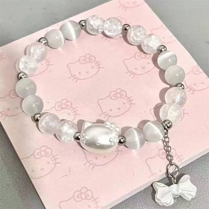 情侣手链六件套蝴蝶猫眼石海蓝宝灰月手串女ins小众设计时尚饰品详情2
