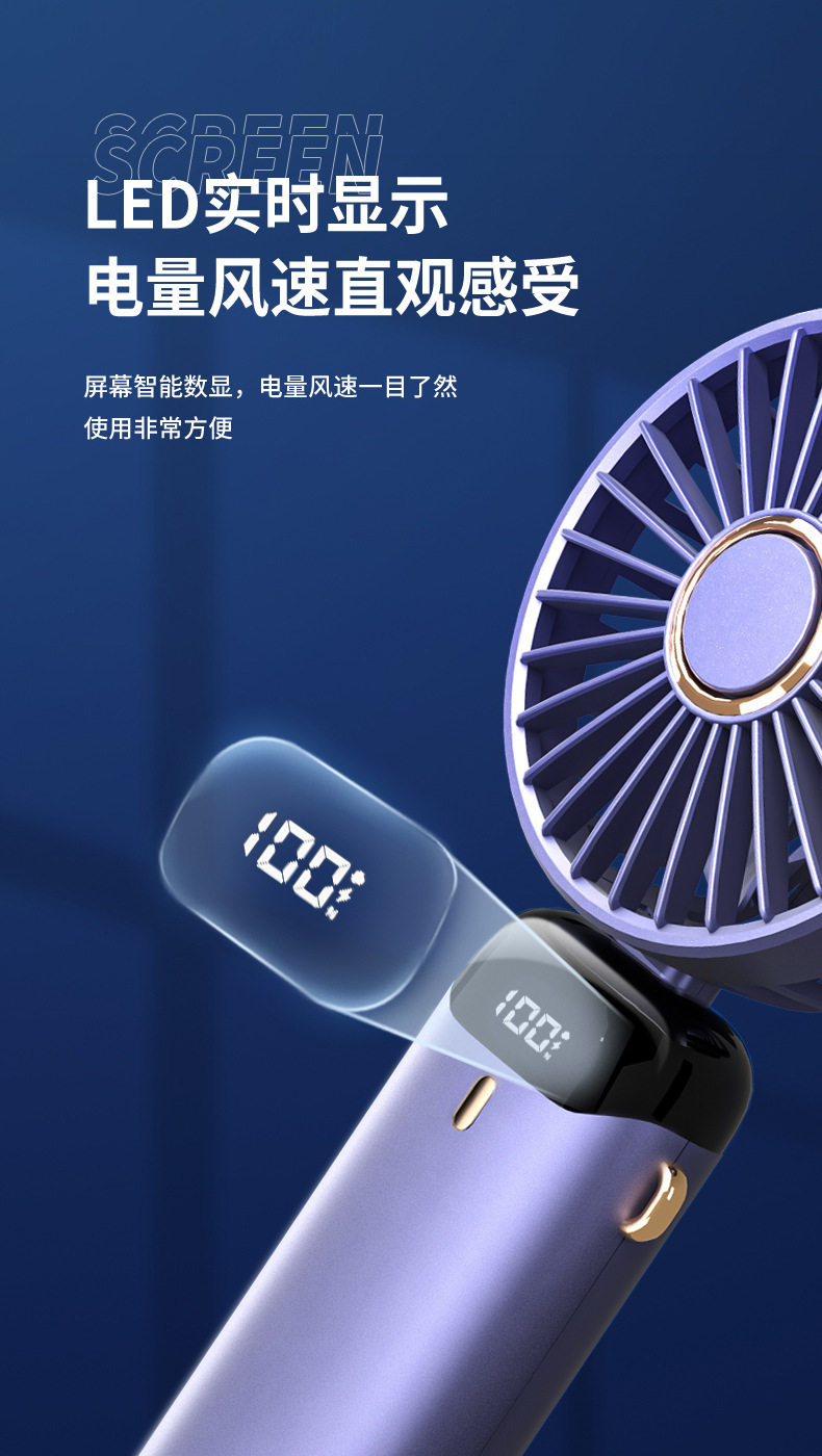 2025 New usb handheld fan with digital display folding aromatherapy desktop mini portable outdoor cool mini pic 5