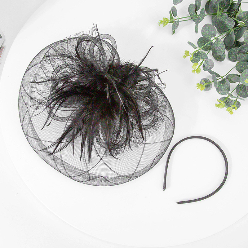 英式赫本复古黑色网纱小礼帽头饰女年会礼服舞台走秀表演帽子