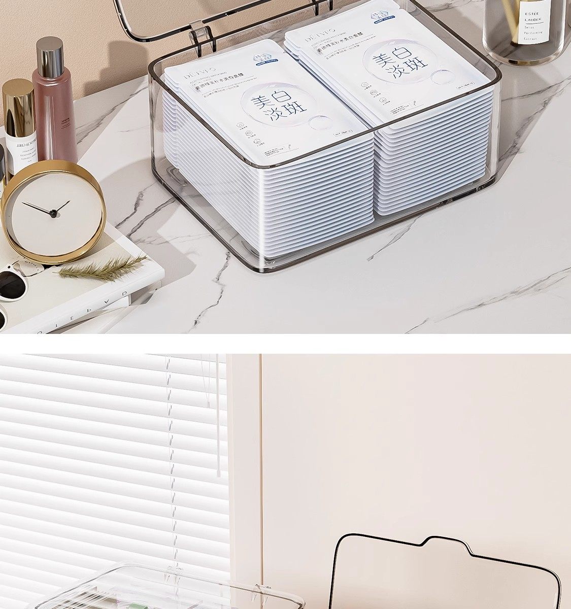 Desktop acrylic transparent storage box, flip-top desktop makeup dust-proof storage box, and zero food organization box pic 12