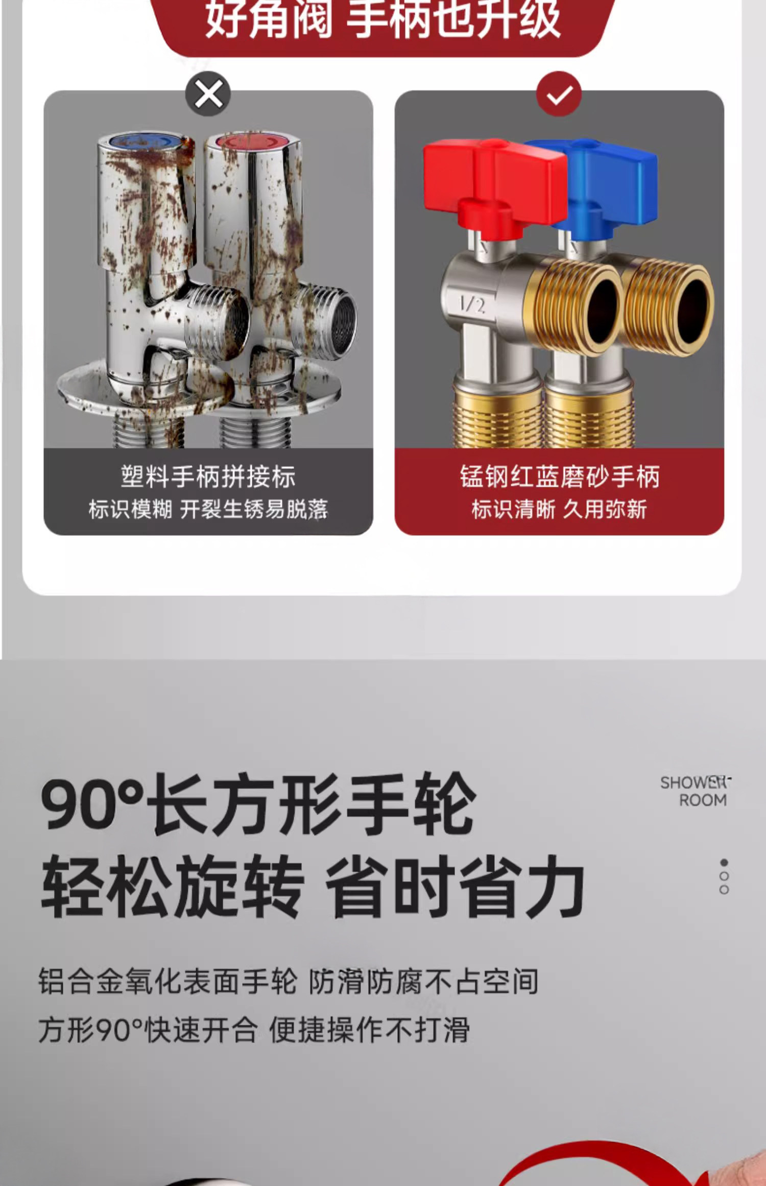 黄铜大流量角阀冷热水马桶燃气热水器浴室球芯球阀4分家用三角阀详情17