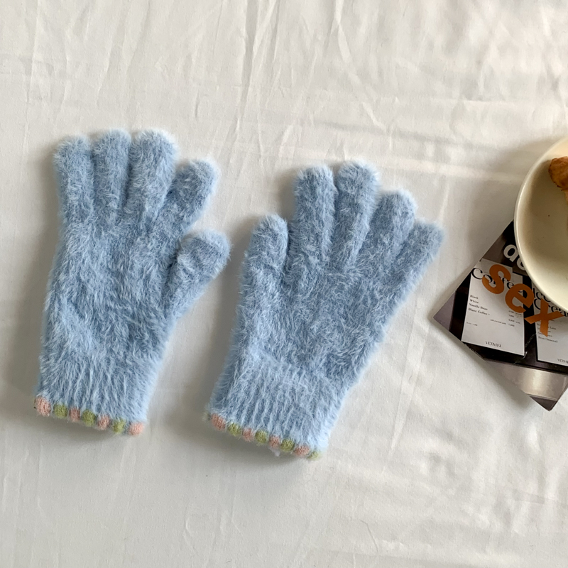 2025新款韩系可爱毛绒手套女冬季加厚保暖防寒露指可触屏手套学生详情17
