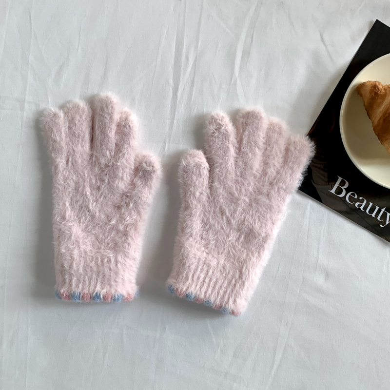 2025新款韩系可爱毛绒手套女冬季加厚保暖防寒露指可触屏手套学生详情14