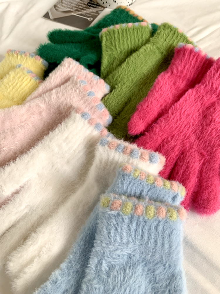 2025新款韩系可爱毛绒手套女冬季加厚保暖防寒露指可触屏手套学生详情9