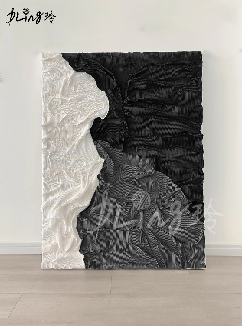 三宅肌理装饰画立体手工面料画意式轻奢极简现代挂画客厅沙发背景