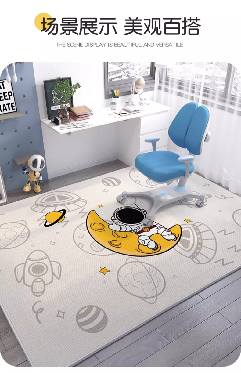 儿童地毯阅读区电脑椅子防滑地垫书房书桌学习桌客厅卧室床边垫子跨境出口毛绒地毯卧室拼接方块加厚地垫客厅大面积全铺轻奢床边毯详情16