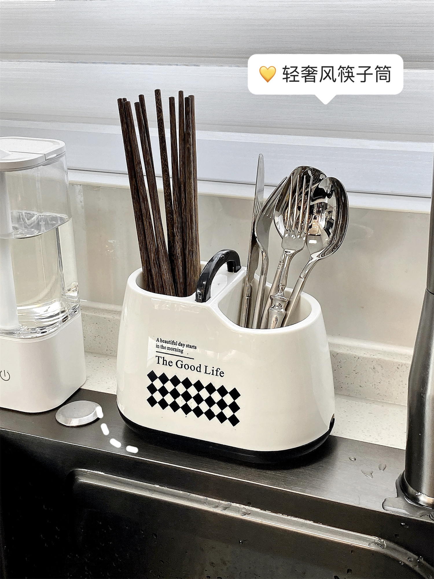筷子篓收纳盒家用高档筷子筒厨房台面刀叉勺子餐具沥水筷子桶详情17