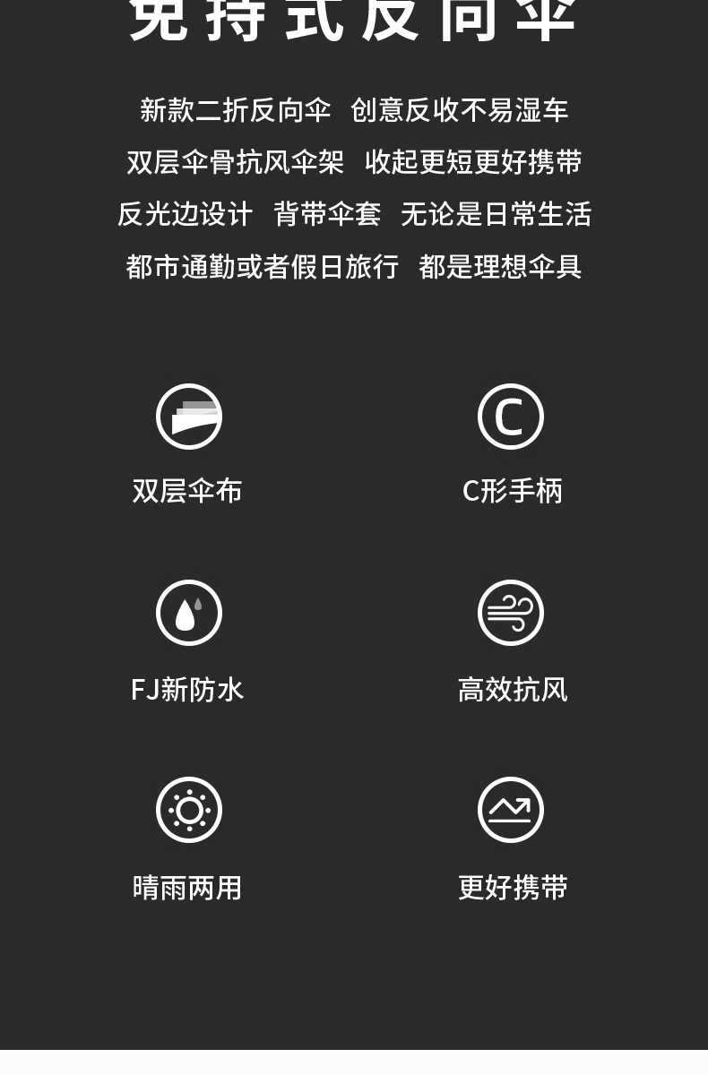 A5L晴雨两用雨伞反向伞s长柄全自动双层三折叠男女超大汽车用2人详情1