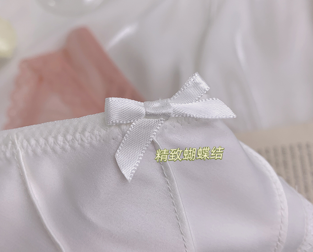 法式复古缎面白色女士内裤纯欲蕾丝性感网纱三角裤中低腰薄款详情8