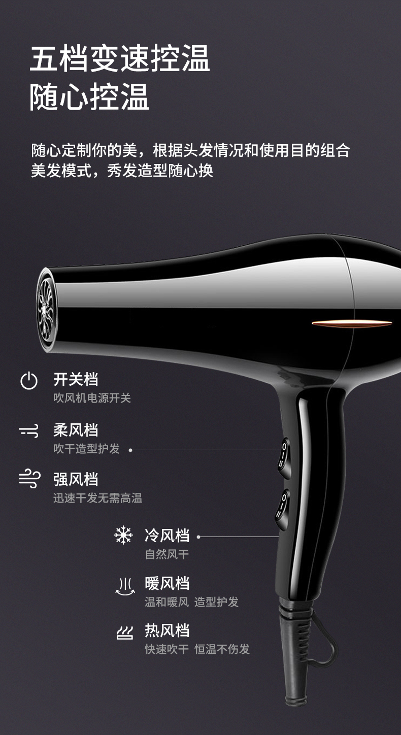 Starting from one piece, this hair dryer is available for home use in dormitories. It features negative ion hair care, strong wind force, and is specially designed for hair salons. It dries quickly and has high power pic 16