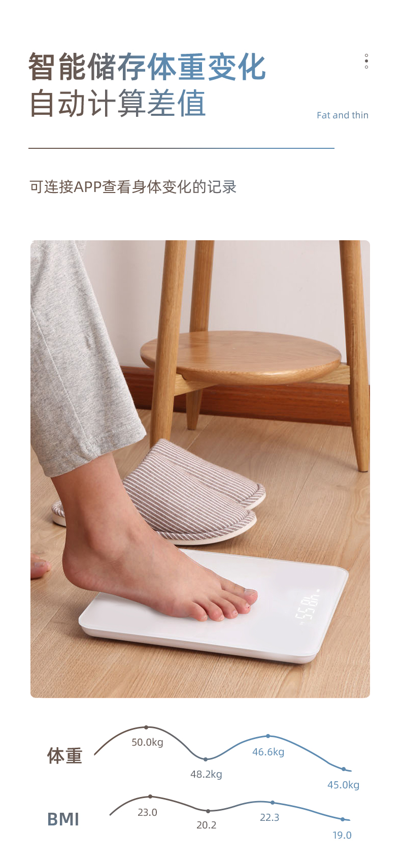 Factory direct sales of household precise small electronic scale, smart weight loss body fat scale and human body weighing meter pic 5