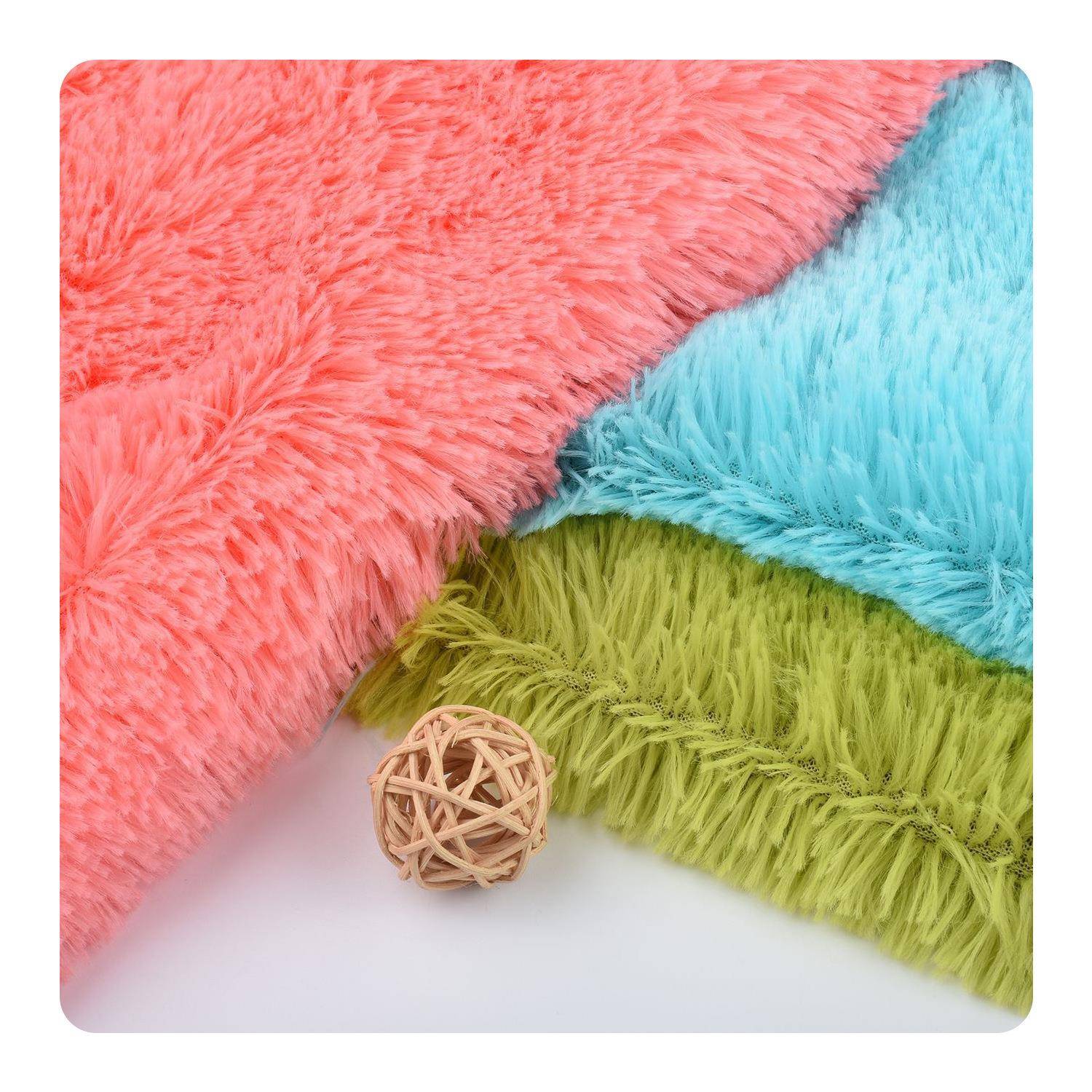 We have 20mm peacock velvet fabric, 20mm matte PV velvet long plush fabric for clothing, toys and throw pillows in stock Specification image