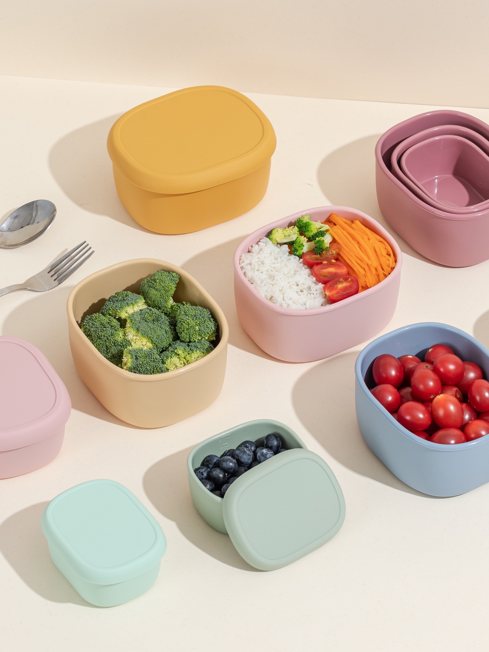 Korean food silicone lunch boxes, microwave preservation boxes, square storage boxes, sealed student and children's lunch boxes and baby food boxes details Picture