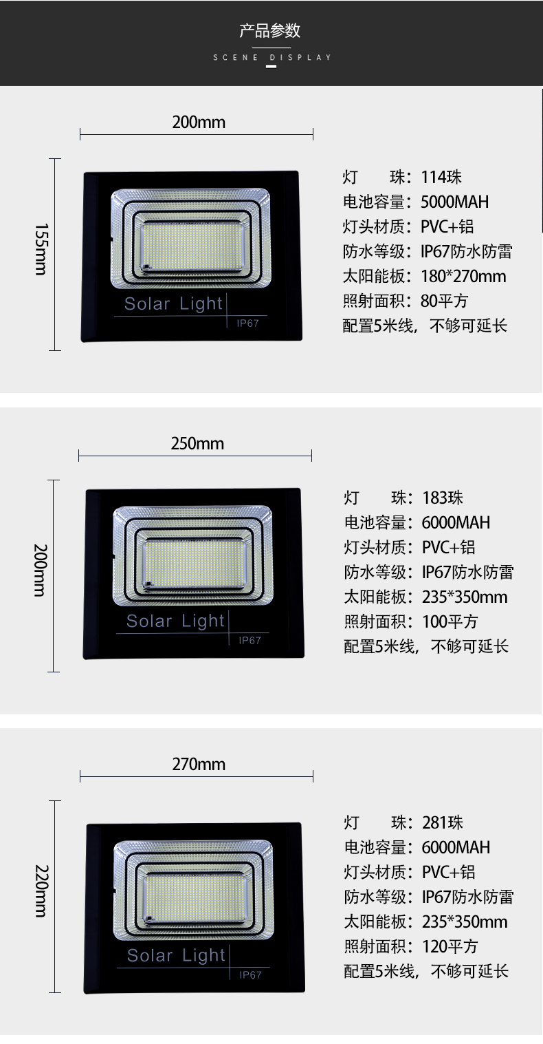 2024 New solar floodlights, LED outdoor lights, household garden lights, new rural ultra-bright waterproof street lights pic 11