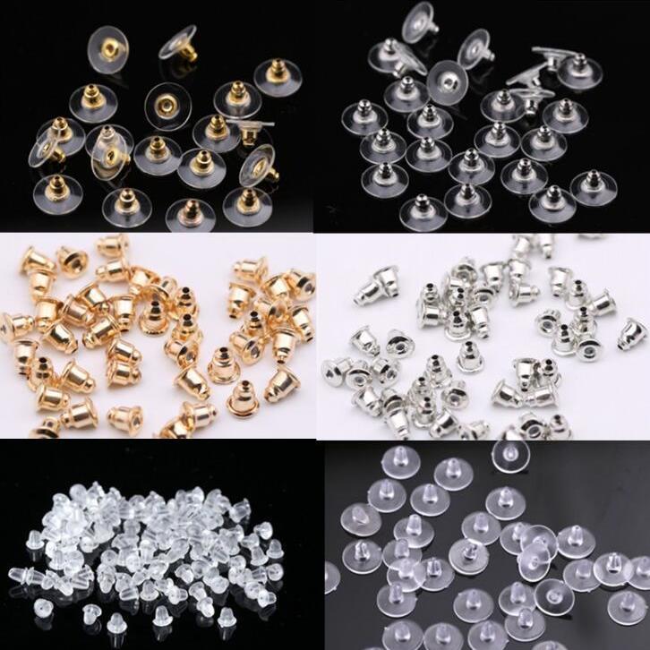 100个子弹头防过敏耳堵耳塞耳钉后塞透明硅胶塑料耳堵防掉耳帽详情1