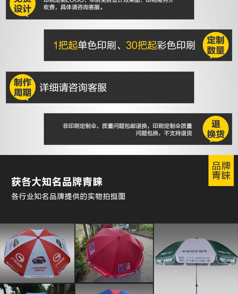 凯元大号户外遮阳伞超大雨伞太阳伞商用摆摊伞广告伞印刷折叠圆伞详情7