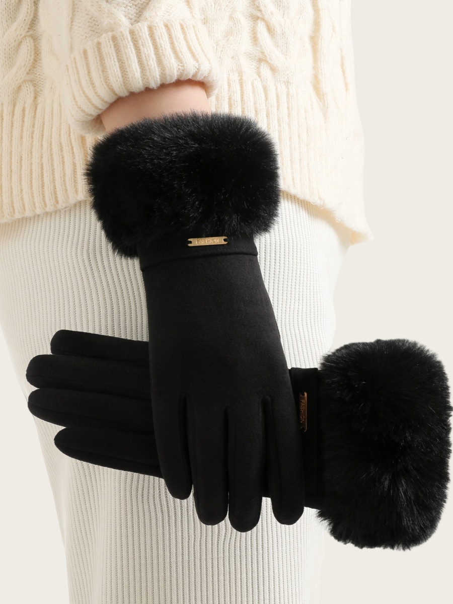 Warm winter gloves for women, thickened with fleece, hand-trimming, cold-proof touch screen, anti-freezing for cycling and driving, large fleece outdoor gloves for autumn Specification image