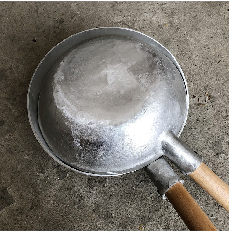 6S flat-bottomed aluminum pan, commercial scallion braised sea cucumber aluminum stir-frying pan, thickened handcrafted aluminum ladle-shaped frying pan, hotel special heat for stewing sauce pic 10