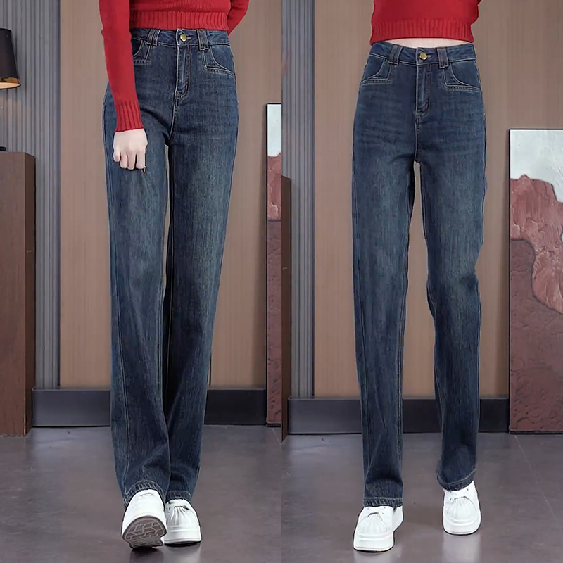 Laid-back and relaxed style jeans, loose wide-leg pants, women's spring and autumn pants, 2024 new large-sized high-waisted straight-leg pants Specification image