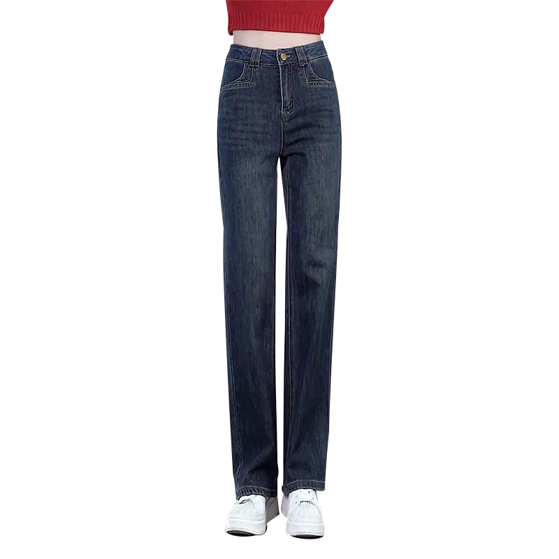 Laid-back and relaxed style jeans, loose wide-leg pants, women's spring and autumn pants, 2024 new large-sized high-waisted straight-leg pants Item Picture