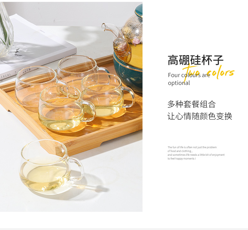 9WOR heat-resistant glass flower teapot set, afternoon tea, fruit tea, herbal tea, tea set with filter, included candles for heat preservation pic 16